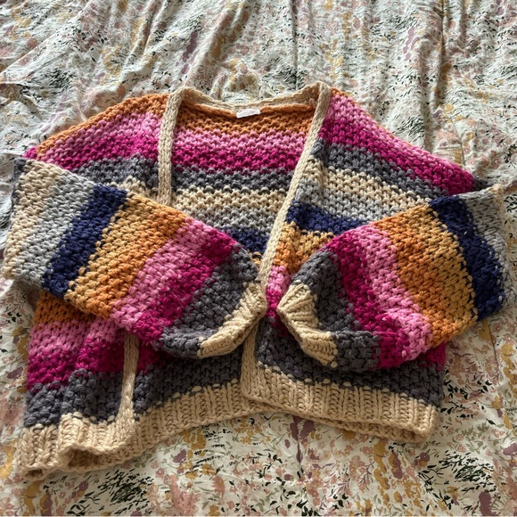 Pink Lily Sweaters - Pink Lily Multi-Colored Knit Cardigan